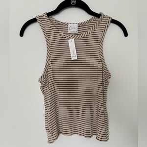 Tan and Black Striped Tank Top